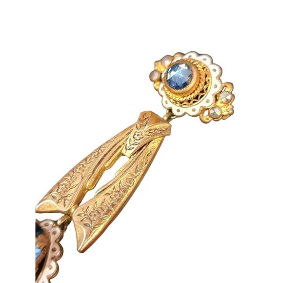 Vintage Enamel and Glass Czech Drop Brooch (A4036) - Picture 5 of 7